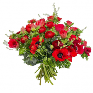 זר נוריות וכלניות באדום